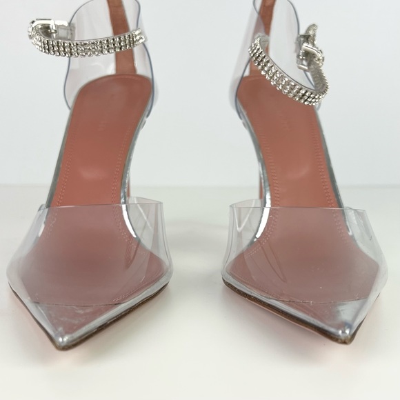 NEW AMINA MUADDI CRYSTAL-EMBELLISHED TRANSPARENT PUMPS - Picture 10 of 14